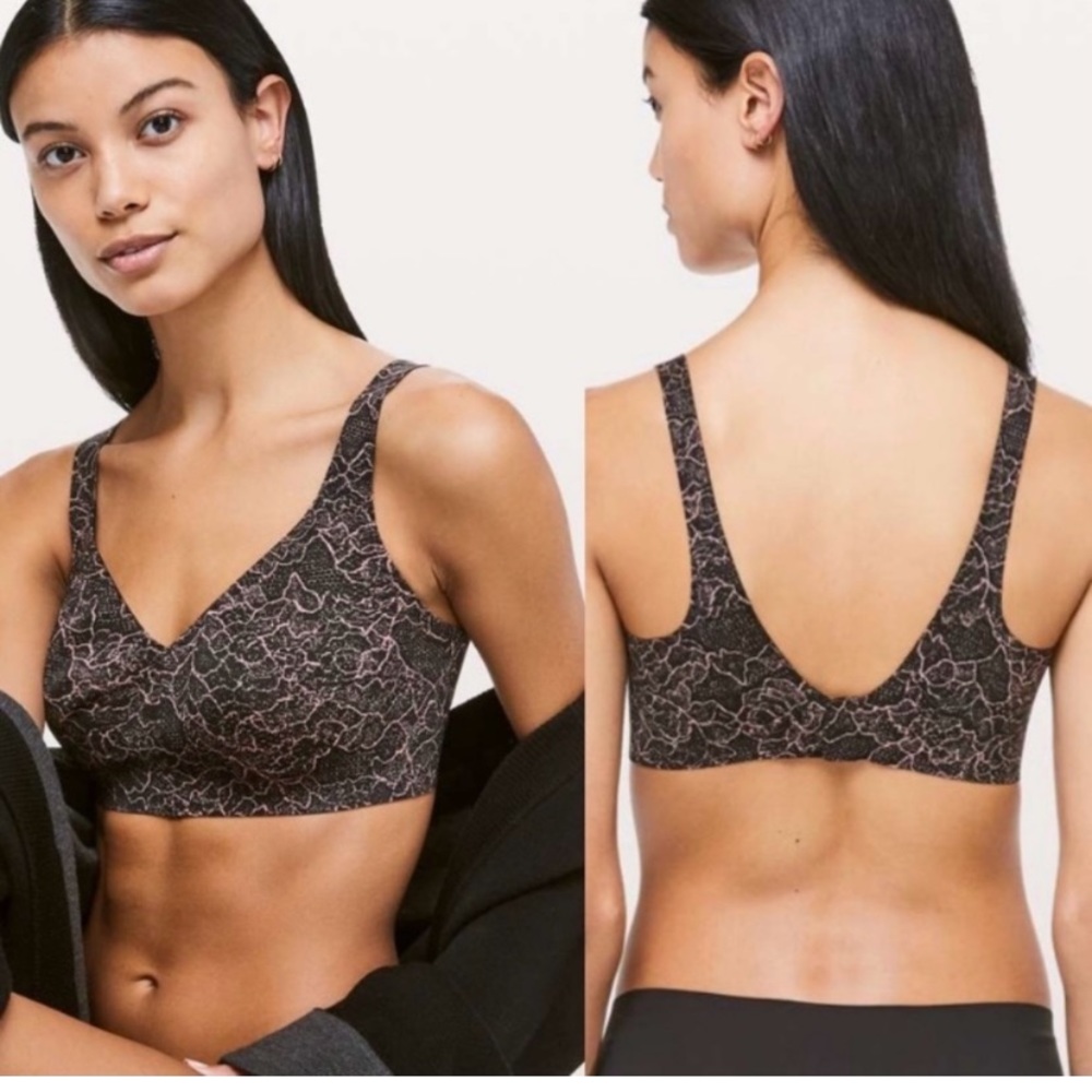 Lululemon Landscape Spanish Rose Like Nothing Bra pink black 32DD NWOT